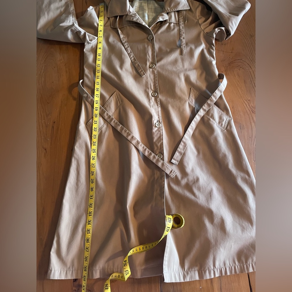 LONDON FOG Vintage Khaki Removable Hood Trench Coat Women’s Size 8 Petite - Picture 8 of 11